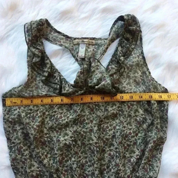 American Rag Sheer Ruffled V Neck Floral Tank Top - Picture 5 of 8